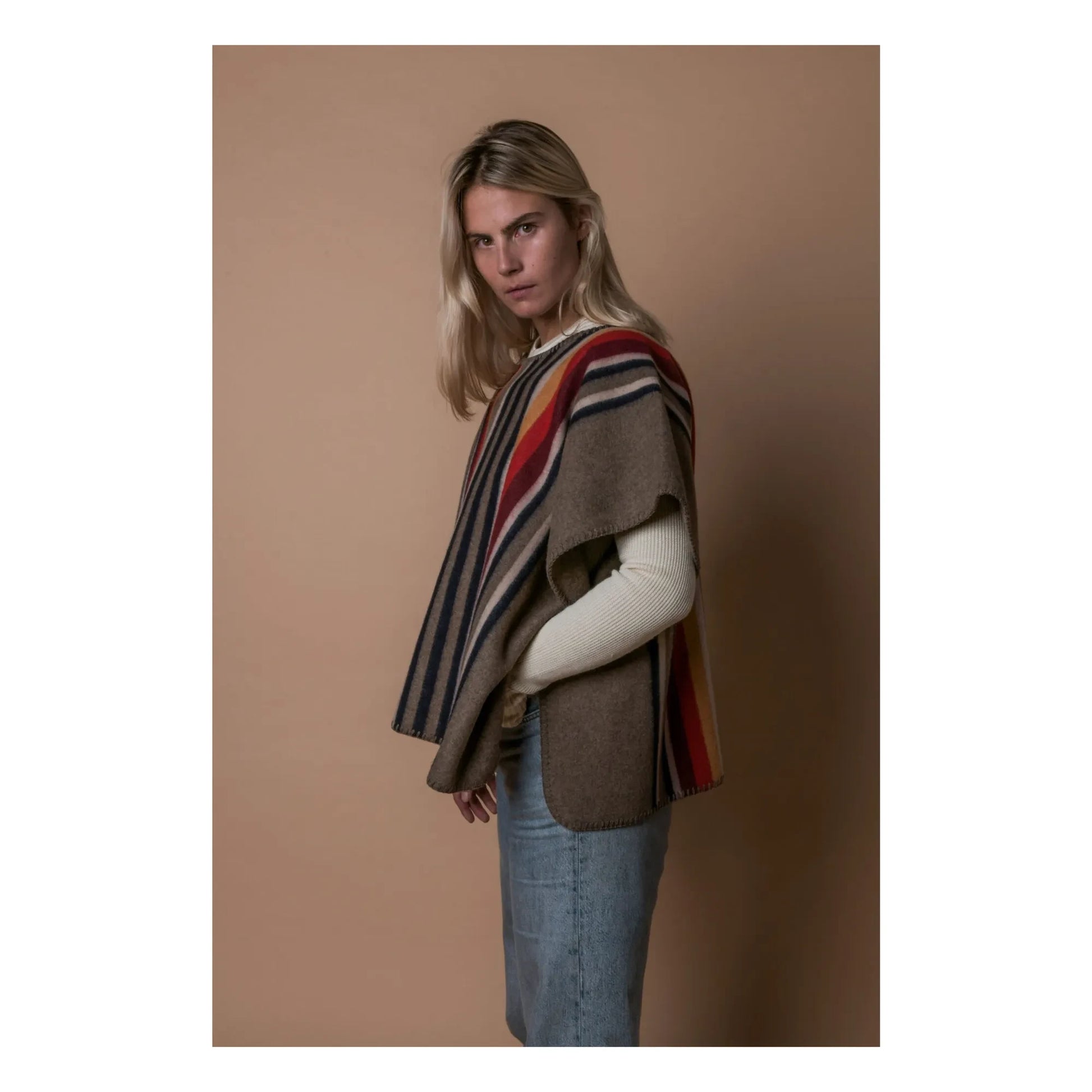 La Méricaine - Apache Long Poncho Recycled Wool | Grey