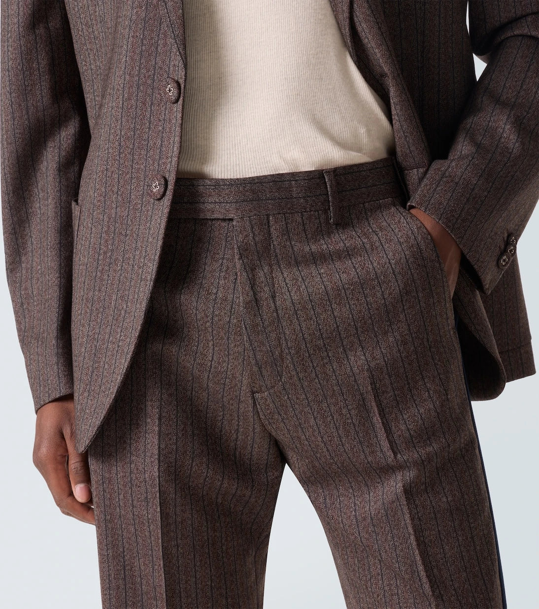 Wales Bonner - Alto pinstripe wool-blend slim pants