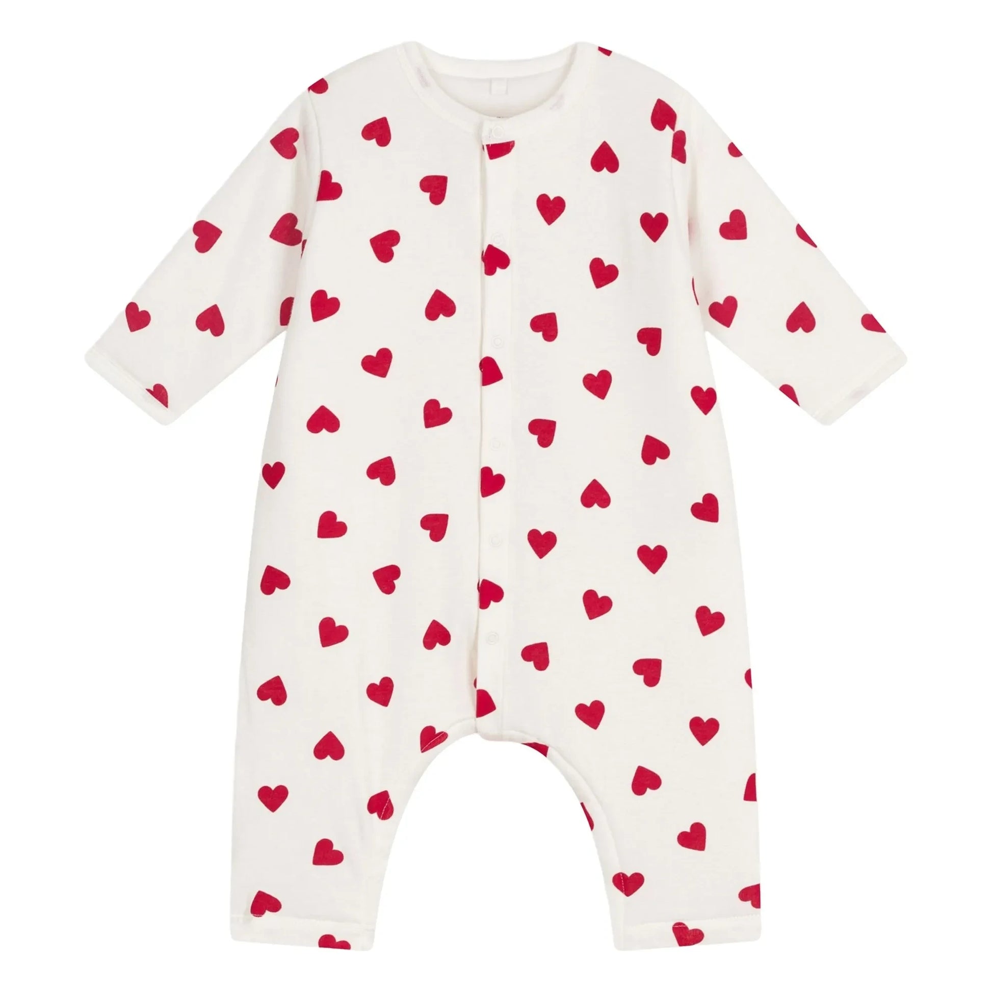 Petit Bateau - Cotton Wadded Hearts Jumpsuit | White