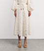 Cotton Rhiannon Embroidered Midi Skirt IVO IVORY