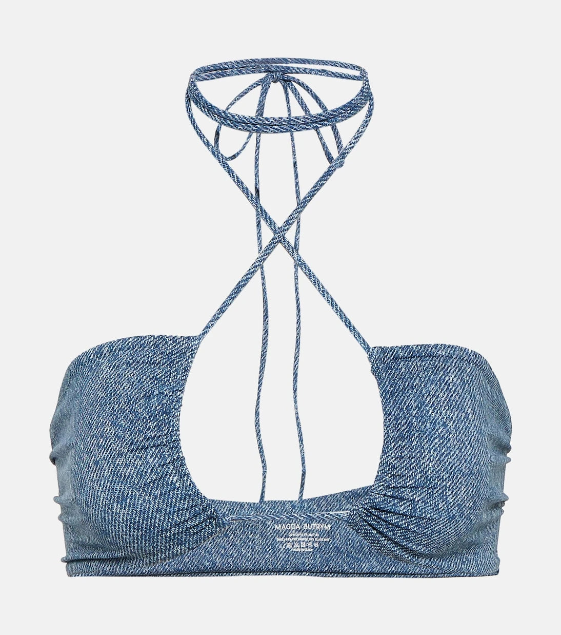 Magda Butrym - Denim-printed halterneck bikini top