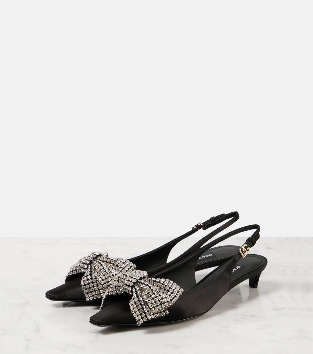 Dolce&Gabbana - Embellished satin slingback pumps