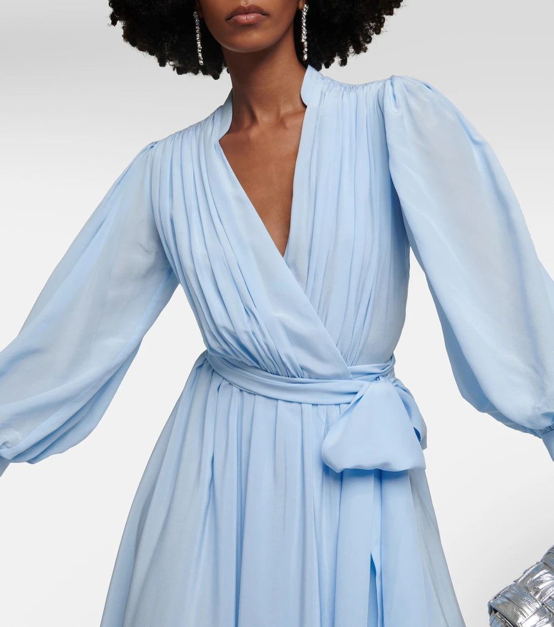 Costarellos - Draped silk midi dress