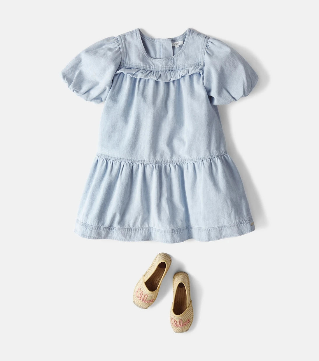 Chloé Kids - فستان جينز مكشكش