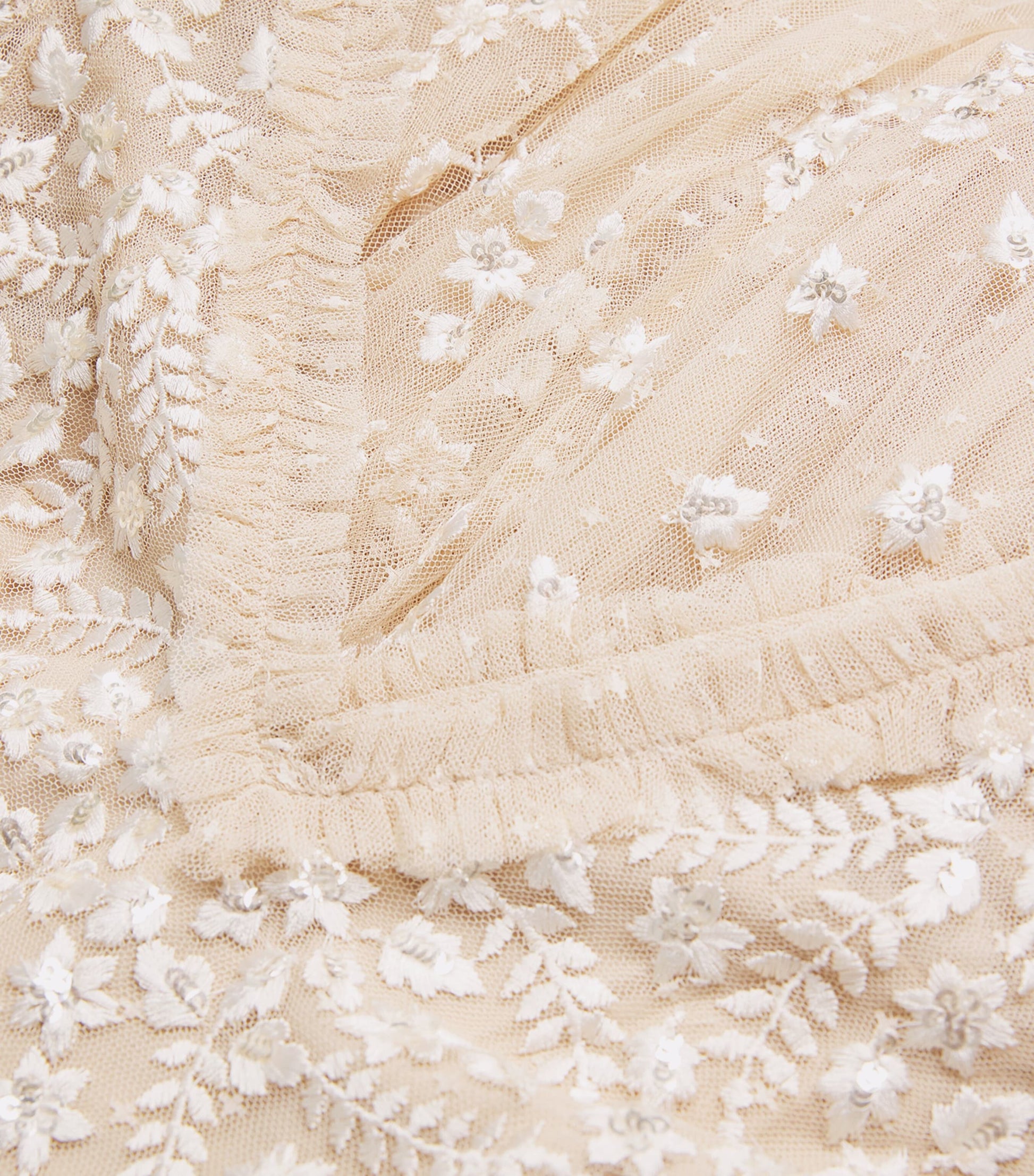 Beige Cape-Detail Clover Maxi Dress