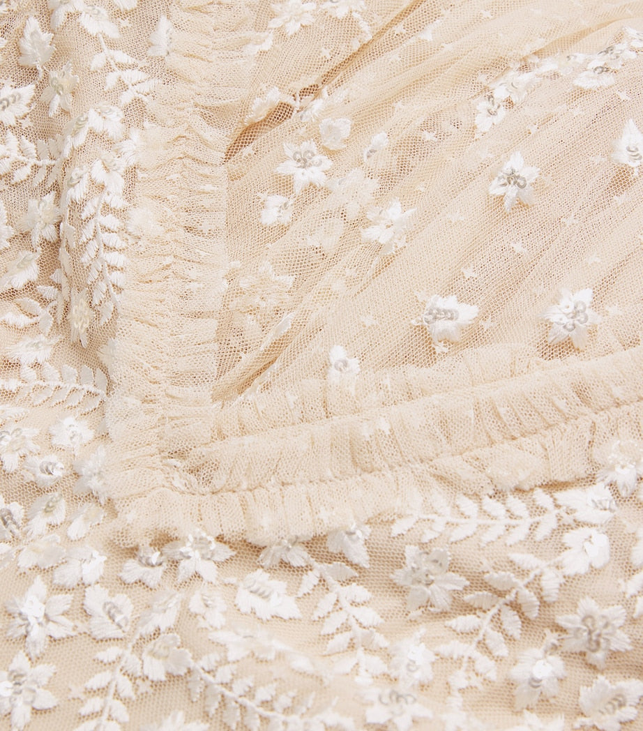 Needle & Thread Beige Cape-Detail Clover Maxi Dress