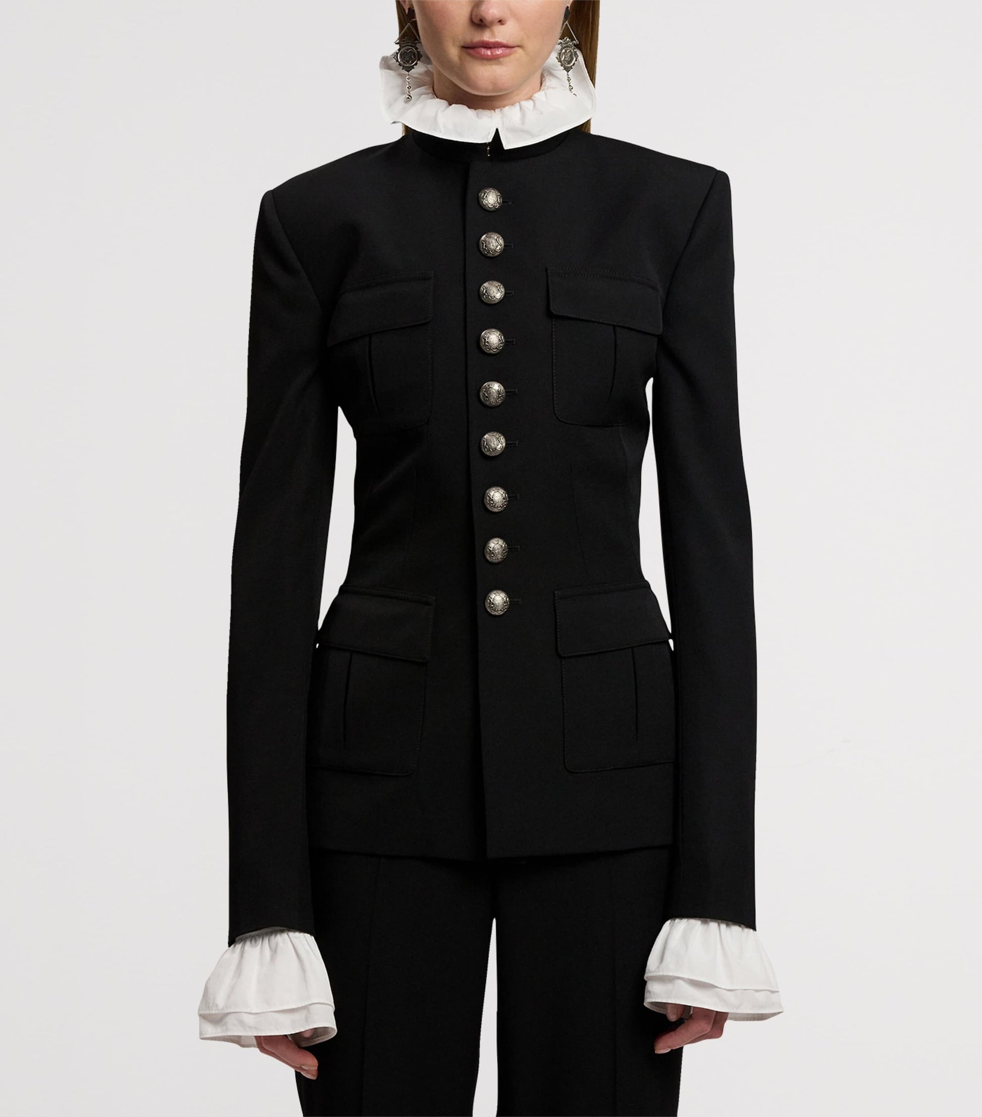 Ralph Lauren Collection Black Wool Grain de Poudre Eliza Jacket