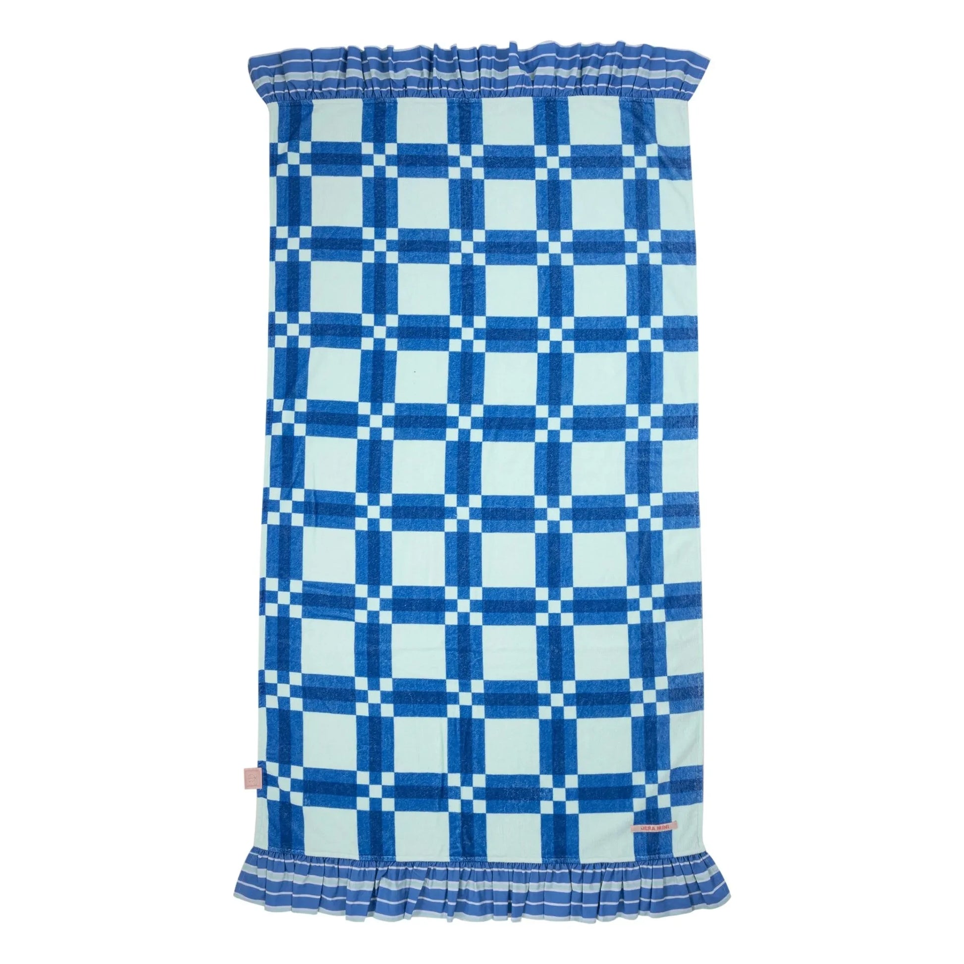 Jera Mini - Beach Towel Ruffles Tiles Terrycloth | Blue