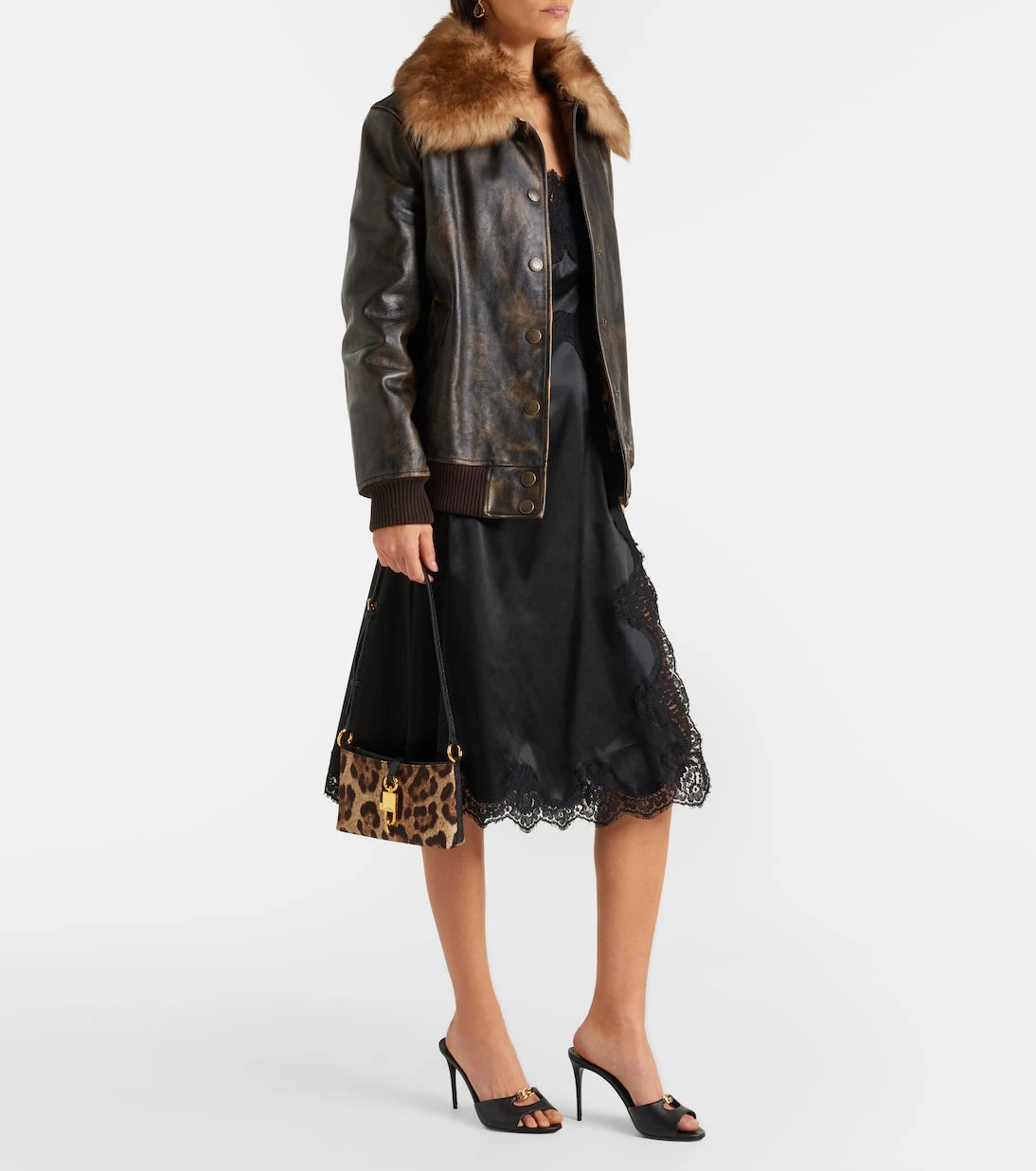 Dolce&Gabbana - Lock leopard-print canvas shoulder bag
