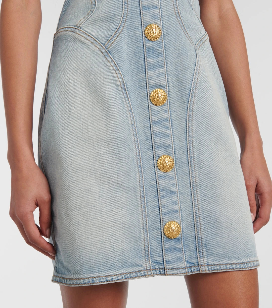 Balmain - Denim bustier dress