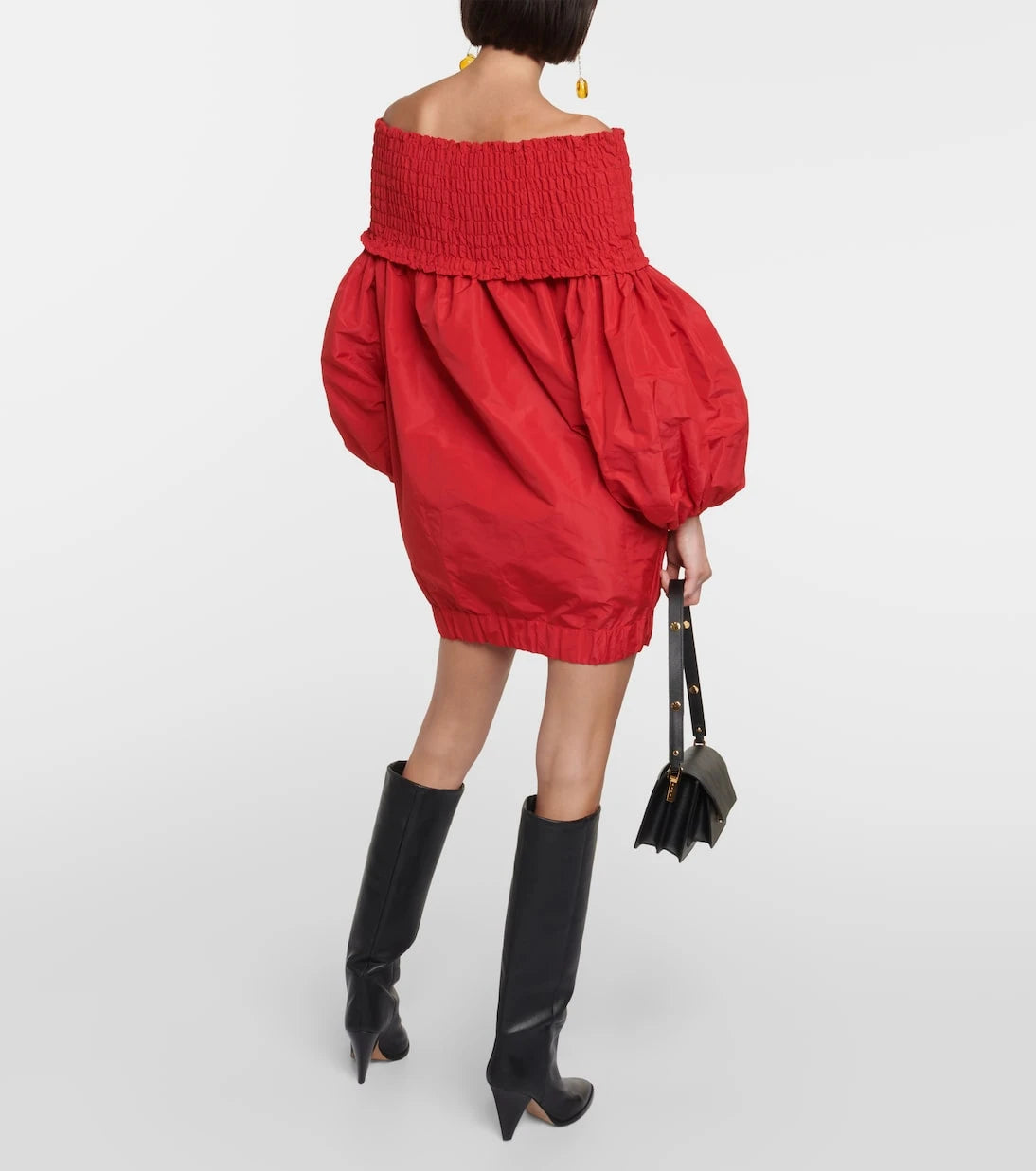 Patou - Smocked off-shoulder crêpe minidress