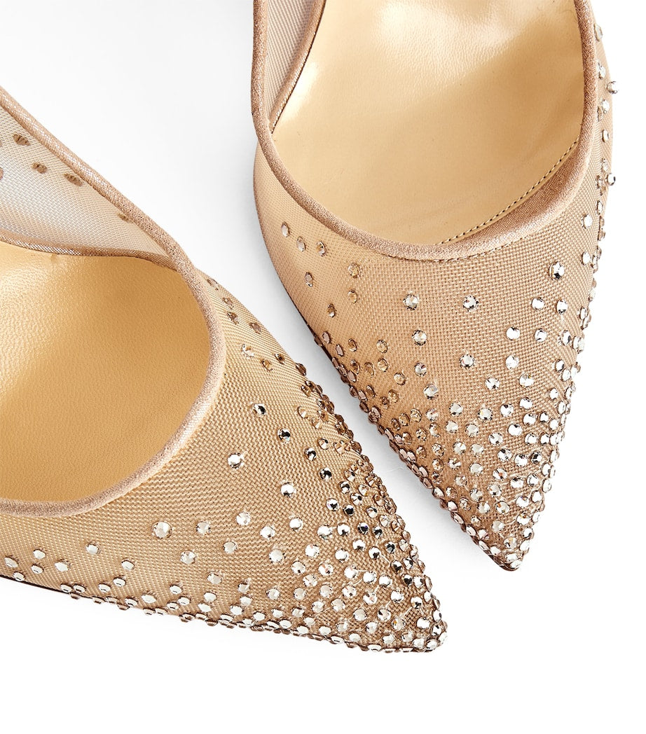 Beige Follies Strass Suede Pumps 100