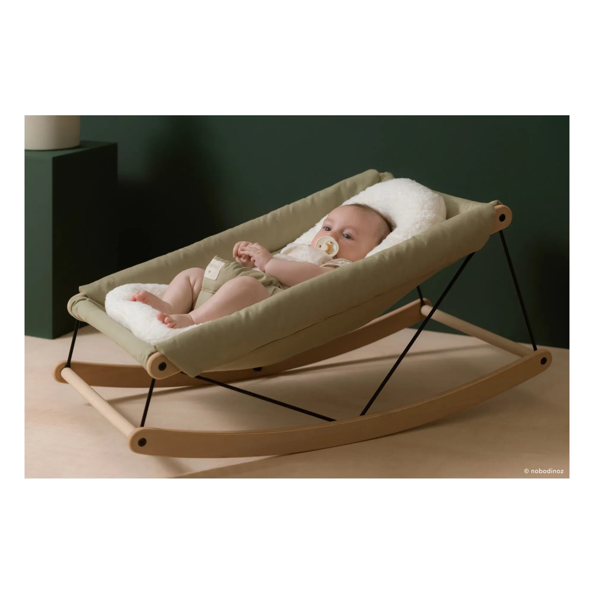 Nobodinoz - Organic Cotton Terry Cloth Newborn Cushion Insert for Growing Green Baby Bouncer