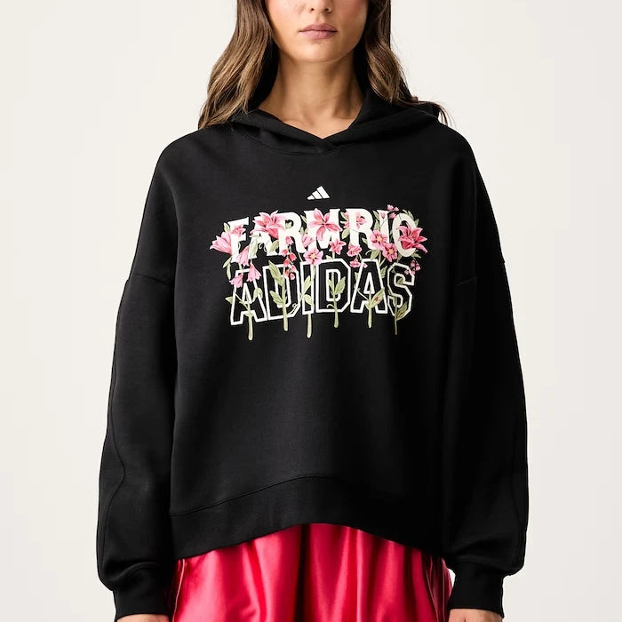 adidas x Farm Rio pamuklu kapüşonlu kadın sweatshirt