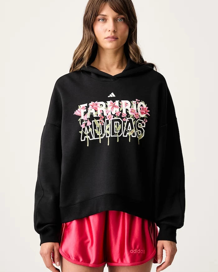 adidas x Farm Rio pamuklu kapüşonlu kadın sweatshirt
