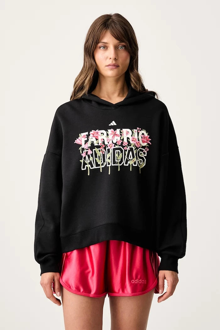 adidas x Farm Rio pamuklu kapüşonlu kadın sweatshirt