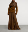 Ralph Lauren Collection Brown Chiffon Pleated Marsha Maxi Skirt