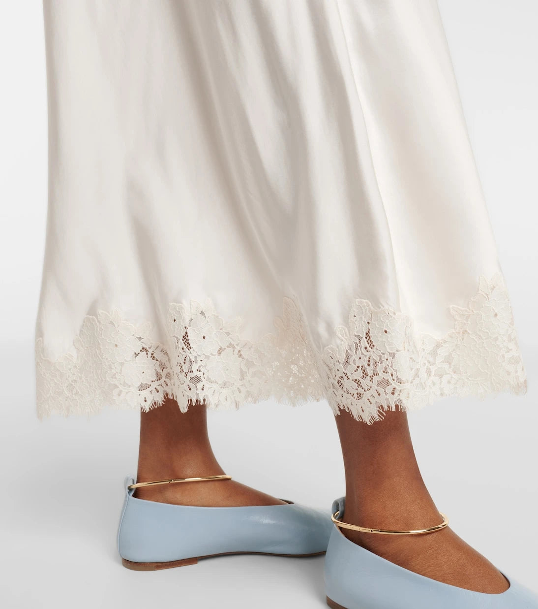 Rixo - Matilde lace-trimmed satin slip skirt