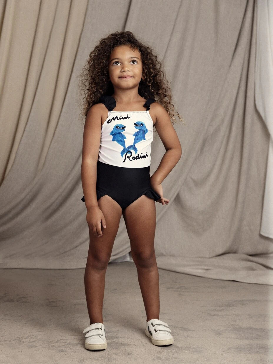 Mini Rodini - Dolphins ruffled swimsuit