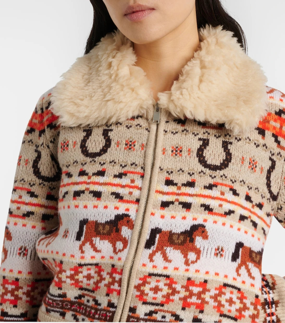 Stella McCartney - Intarsia virgin wool zip-up cardigan