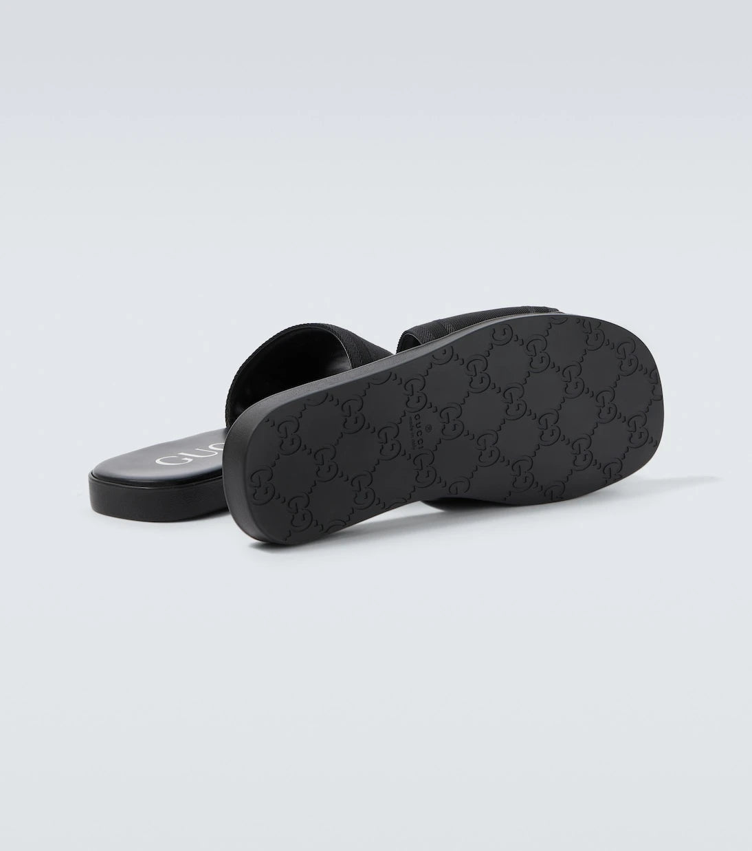 Gucci - Logo canvas and leather slides