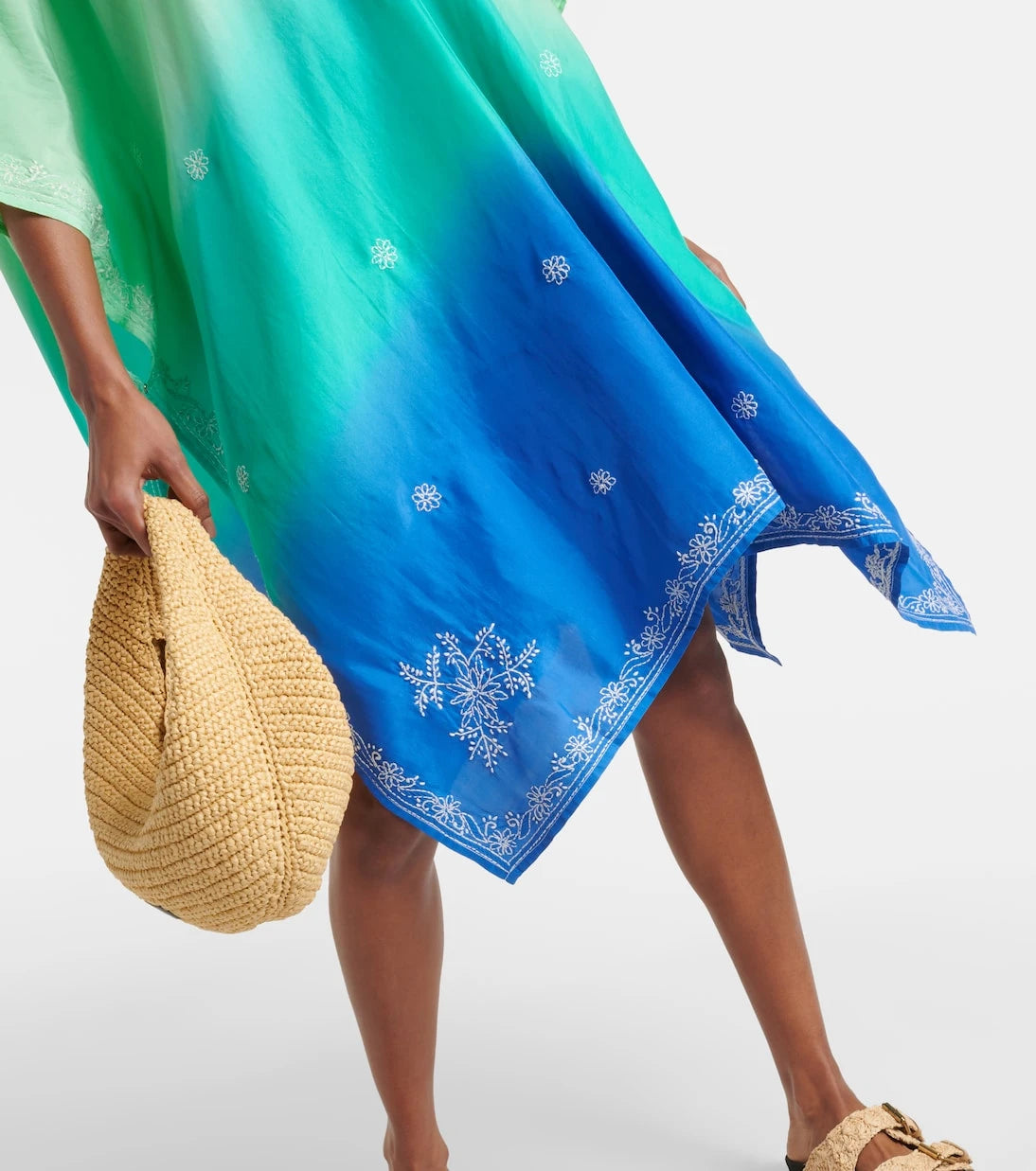 Juliet Dunn - Embroidered ombré silk kaftan