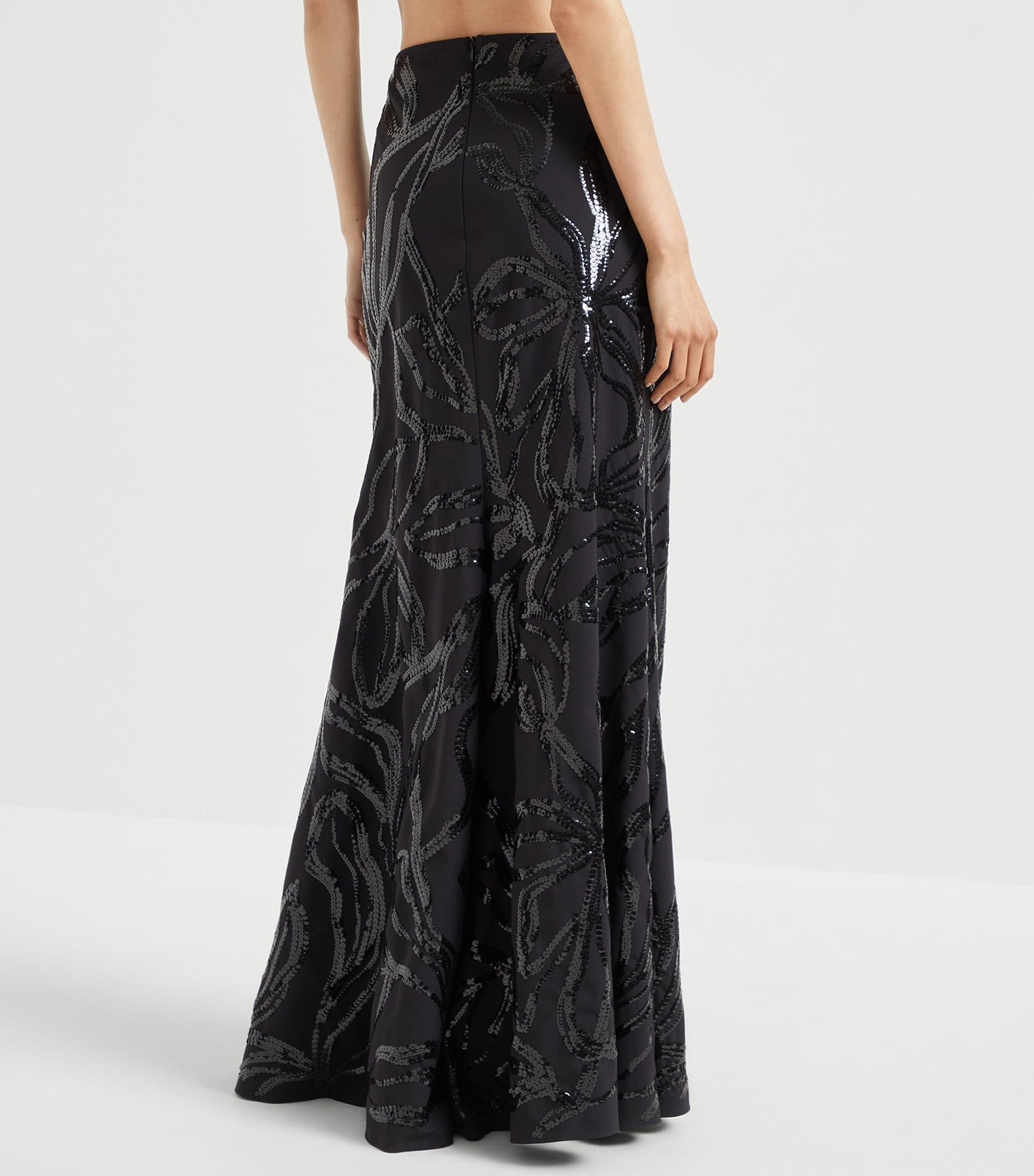 Brunello Cucinelli Black Embellished Maxi Skirt
