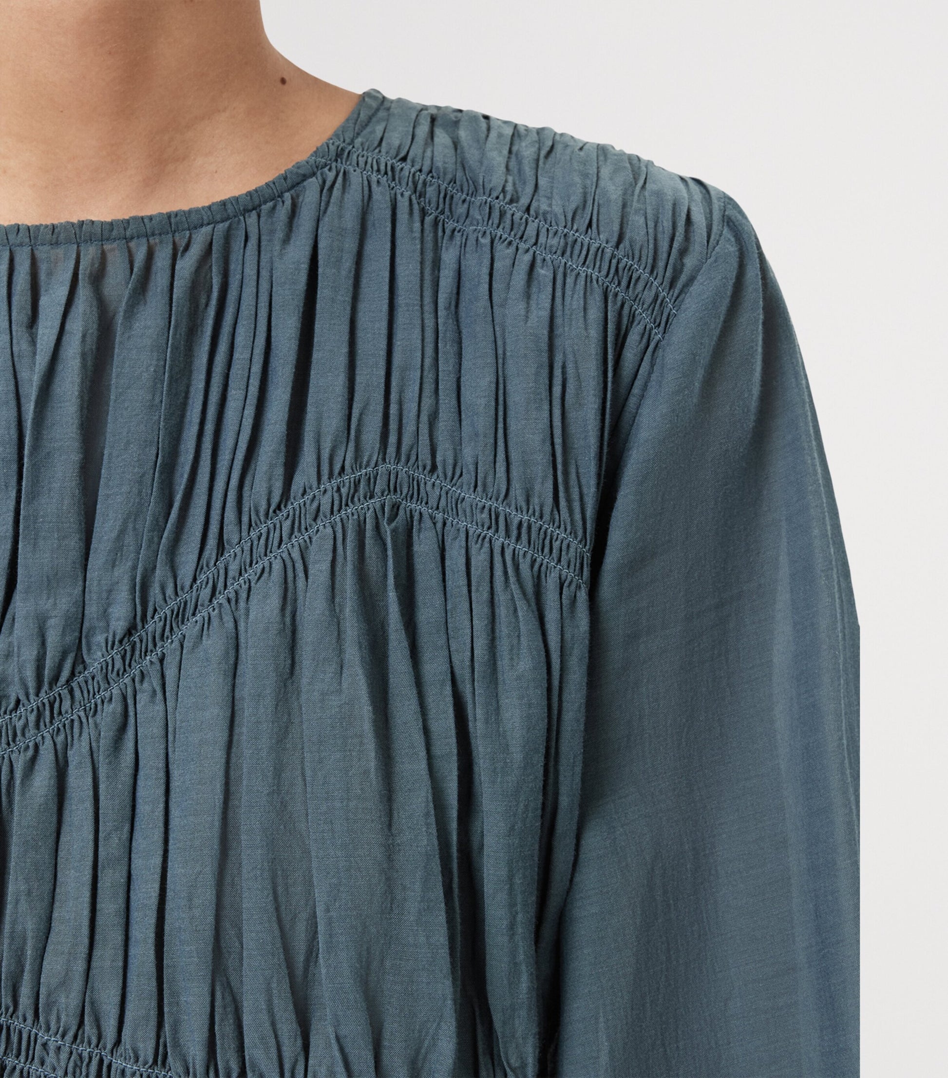 AllSaints Blue Gathered Melani Blouse