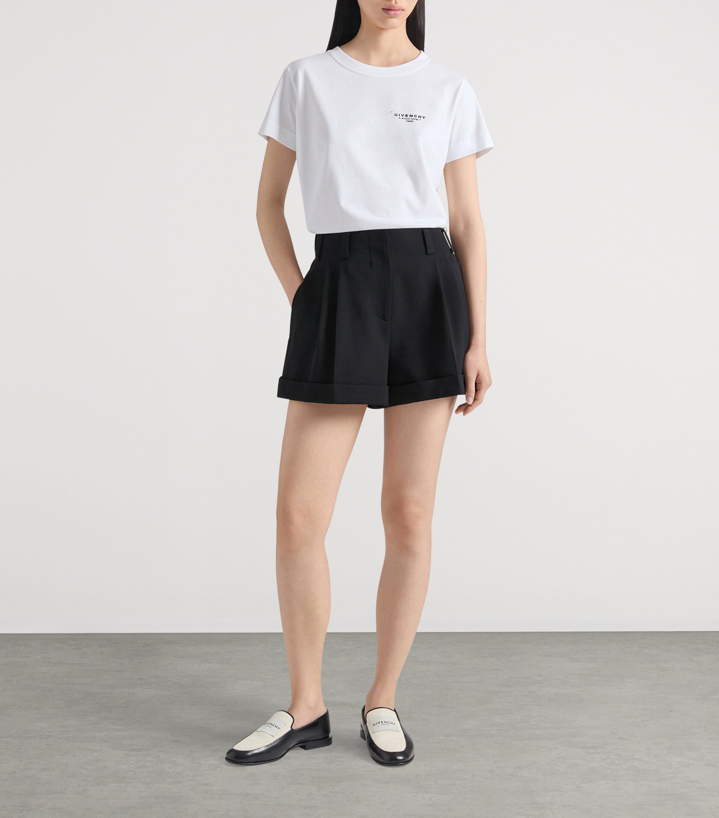Givenchy Black Wool Elasticated-Waist Shorts