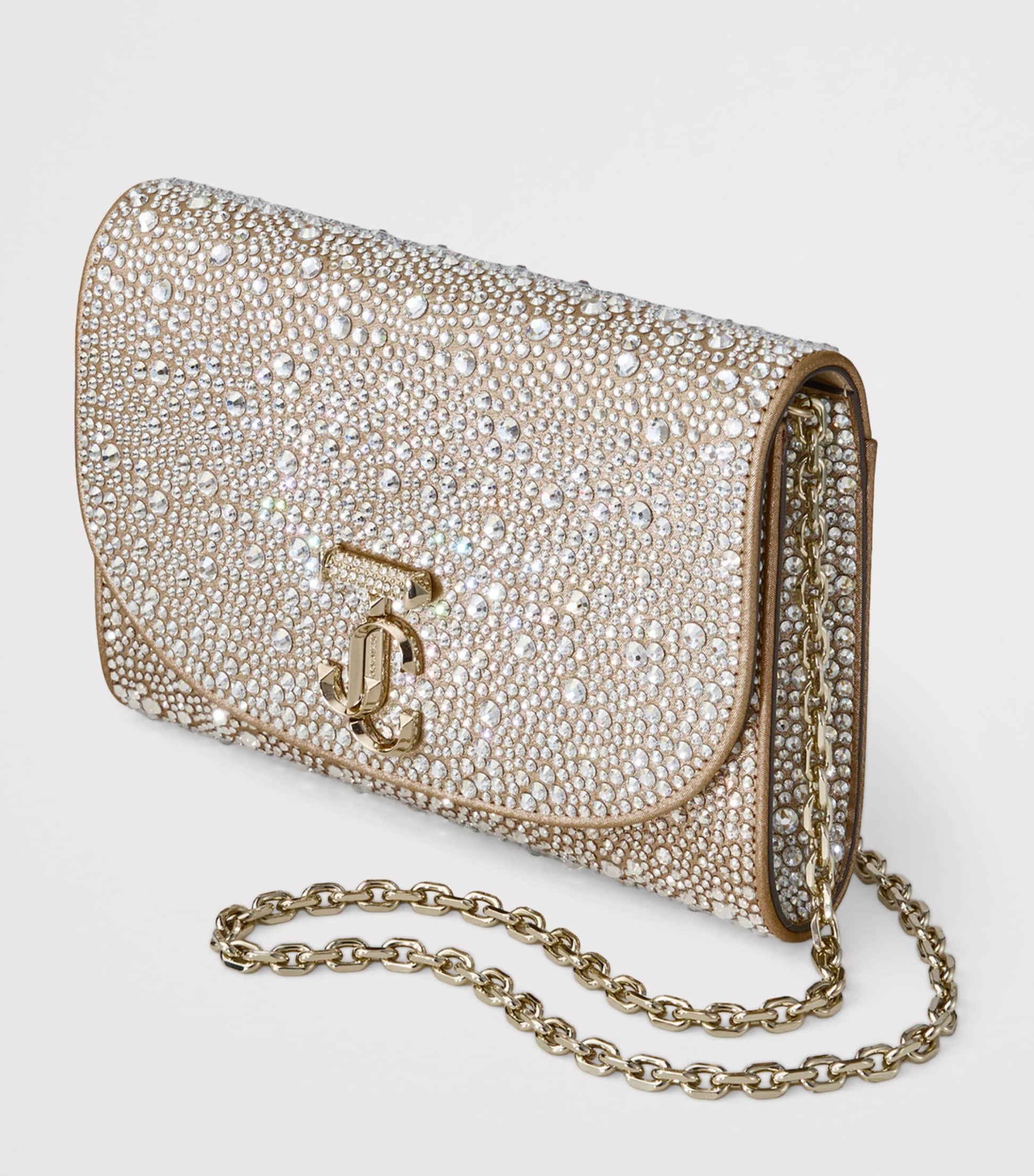 Jimmy Choo Gold Crystal-Embellished Curve Clutch Bag