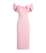 Rebecca Vallance Pink Crêpe Bow-Detail Isabella Midi Dress