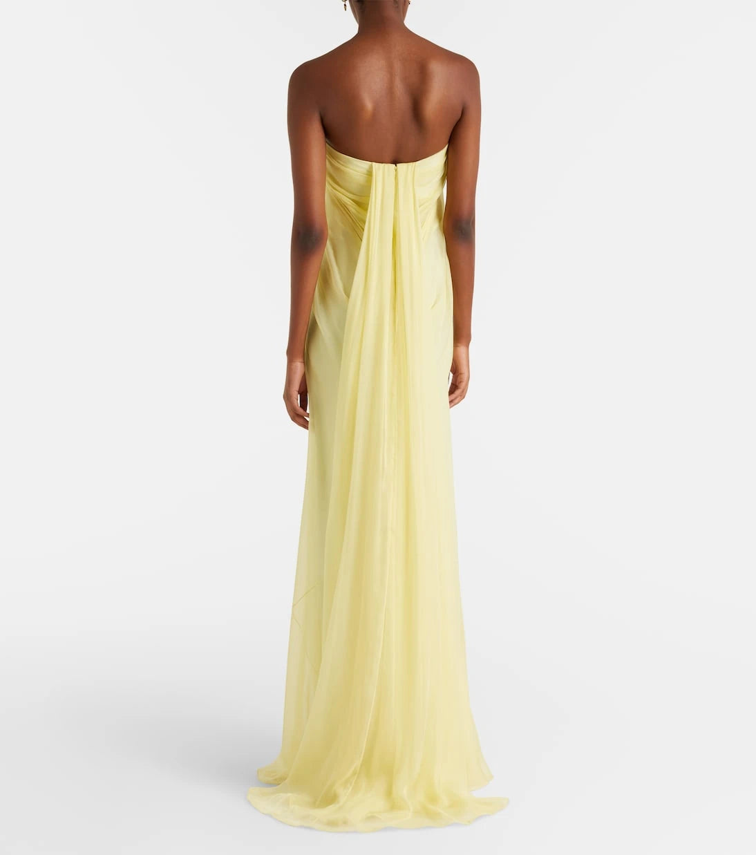 McQueen - Draped chiffon bustier gown