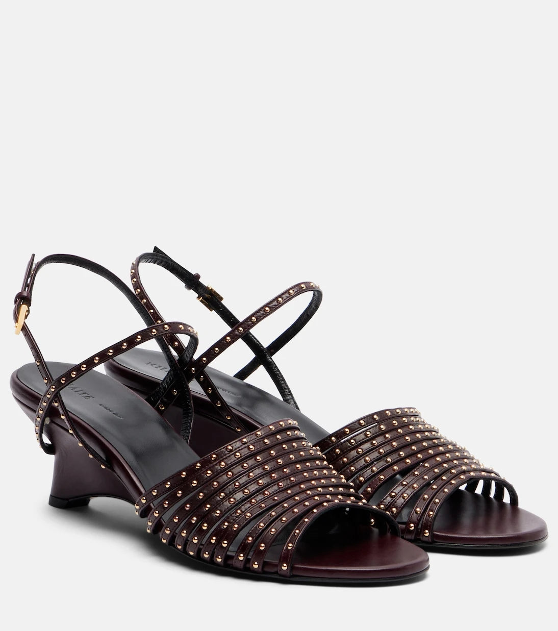 Khaite - Drew 35 studded leather wedge sandals