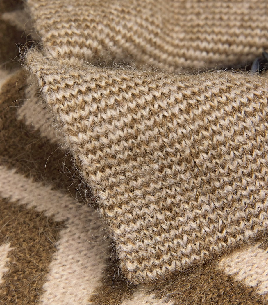 Brown Wool-Blend Chevron Jacquard Sweater