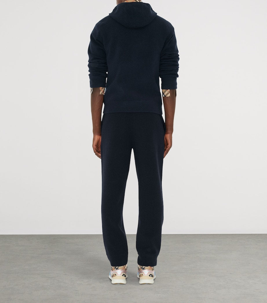 Navy Cashmere-Blend Zip-Up Slim Hoodie