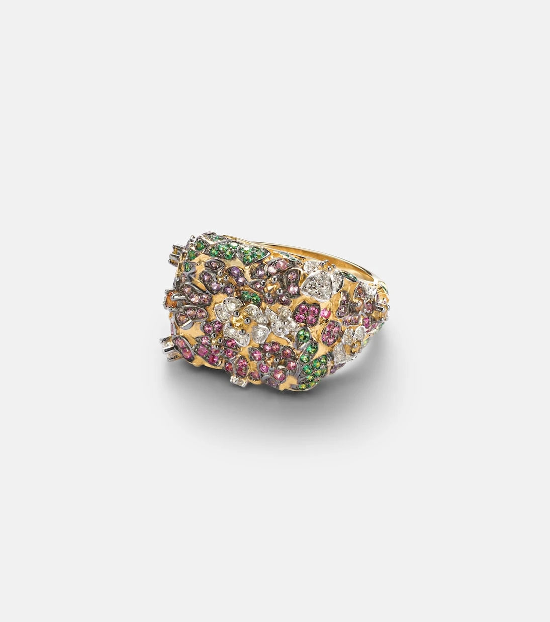 Yvonne Léon - Jolie Fleur 9kt gold ring with gemstones