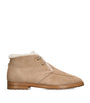 Bougeotte Beige Suede Shearling-Lined Boots