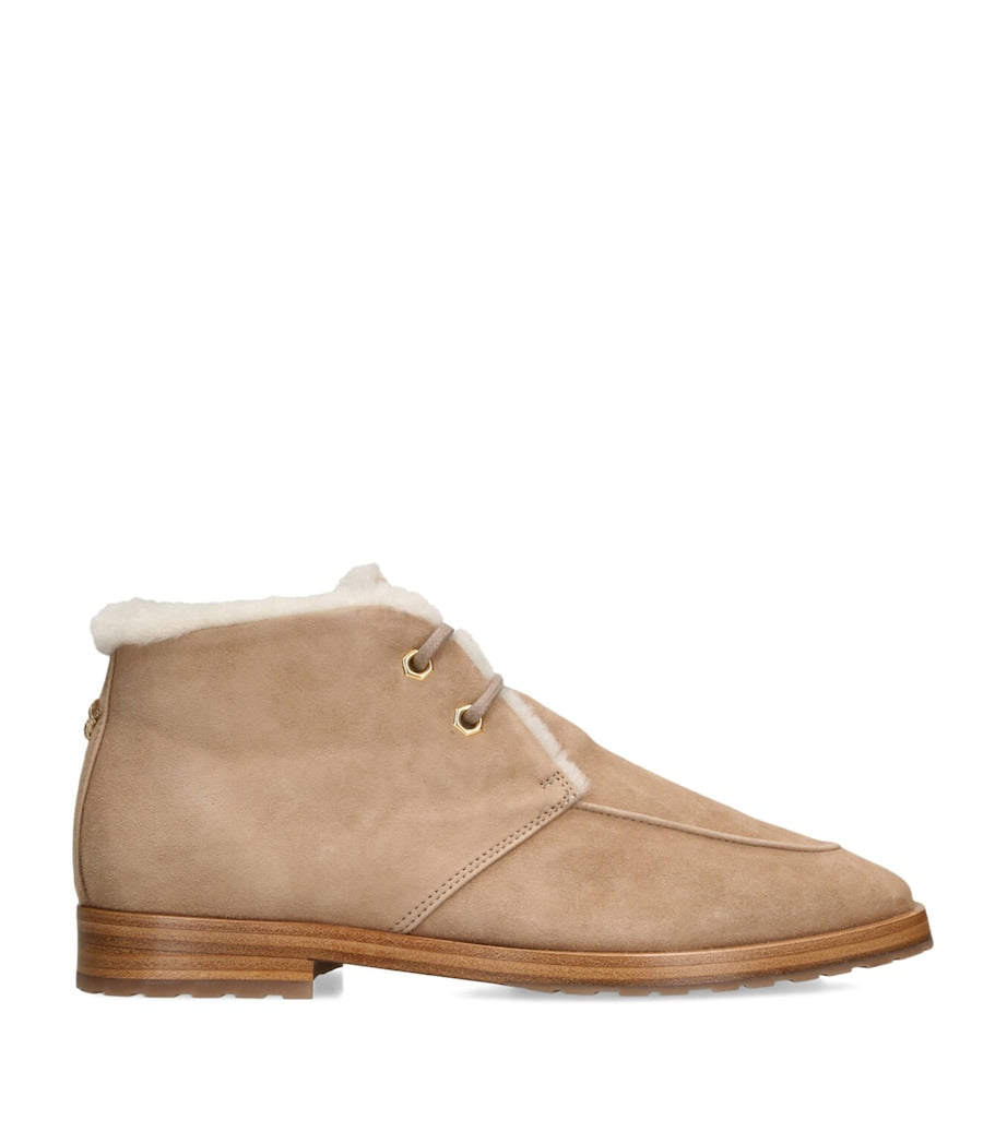 Bougeotte Beige Suede Shearling-Lined Boots