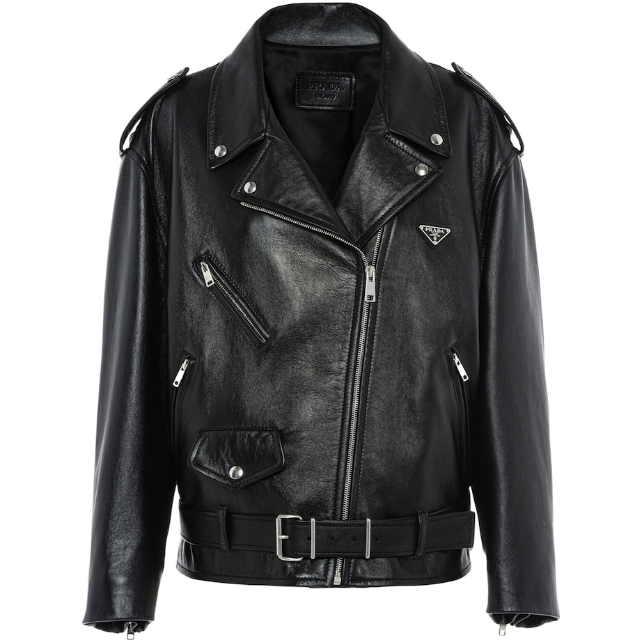 Prada Black Nappa Leather Biker Jacket