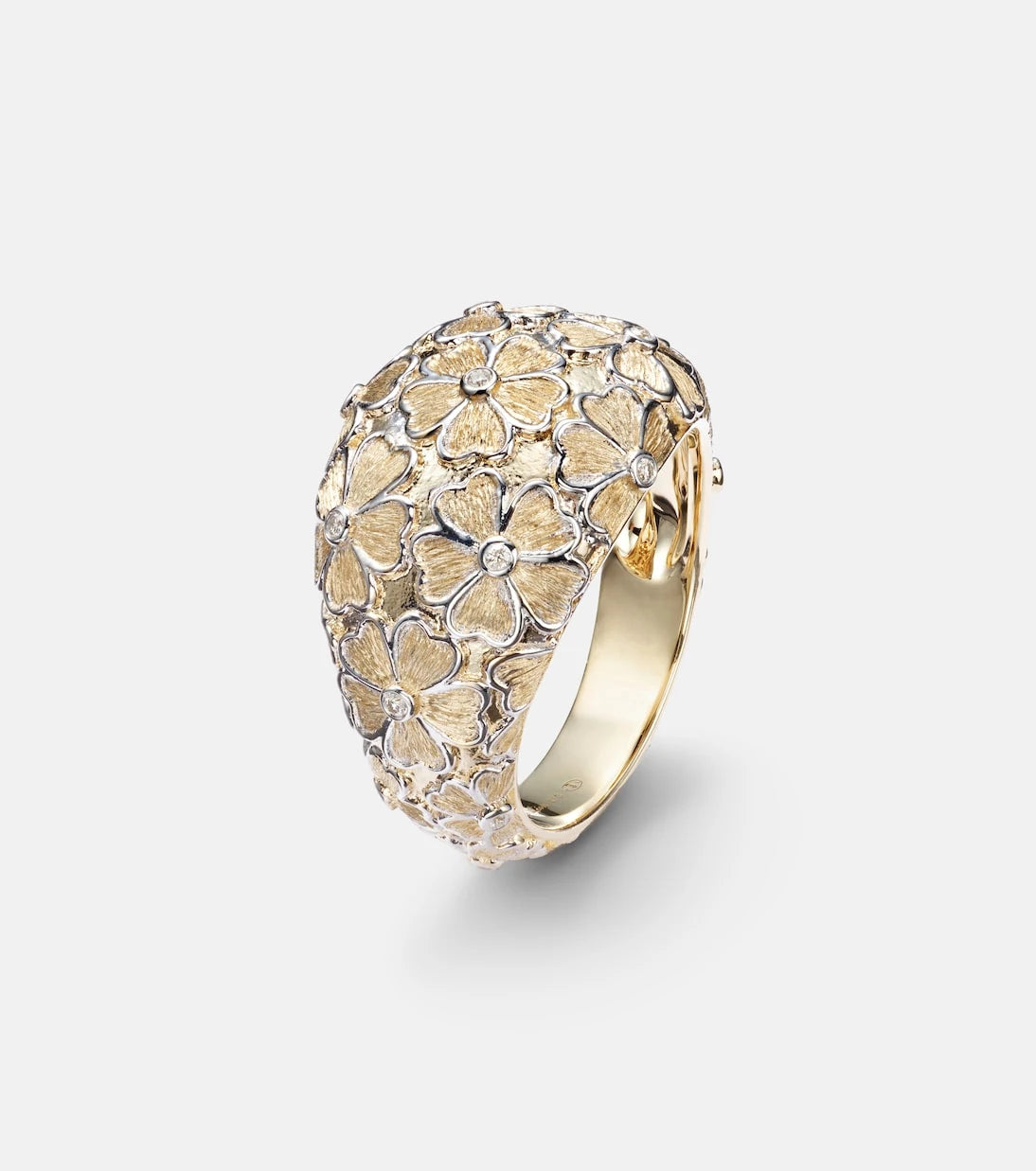 Yvonne Léon - Dôme Fleurie 9kt gold ring with diamonds