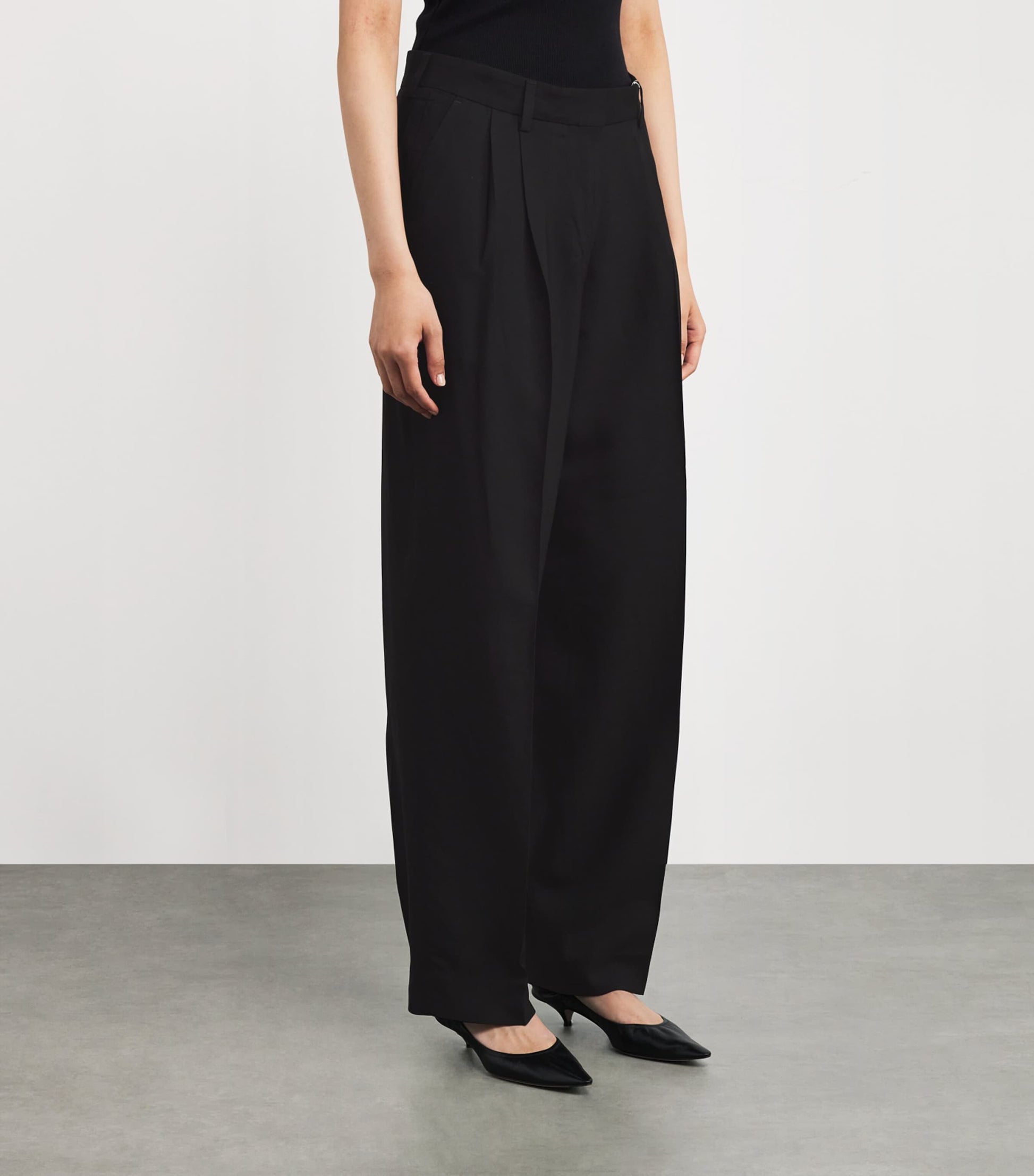 Toteme Black Double-Pleat Straight Trousers