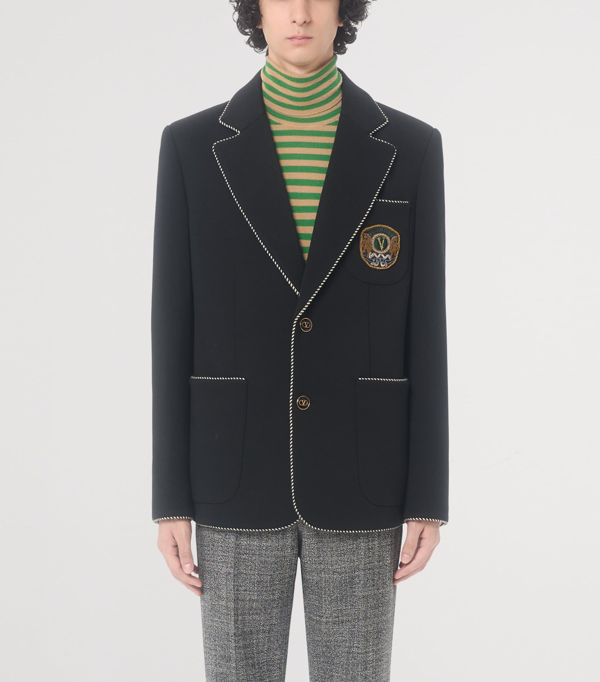 Valentino Garavani Black Virgin Wool Crest Blazer