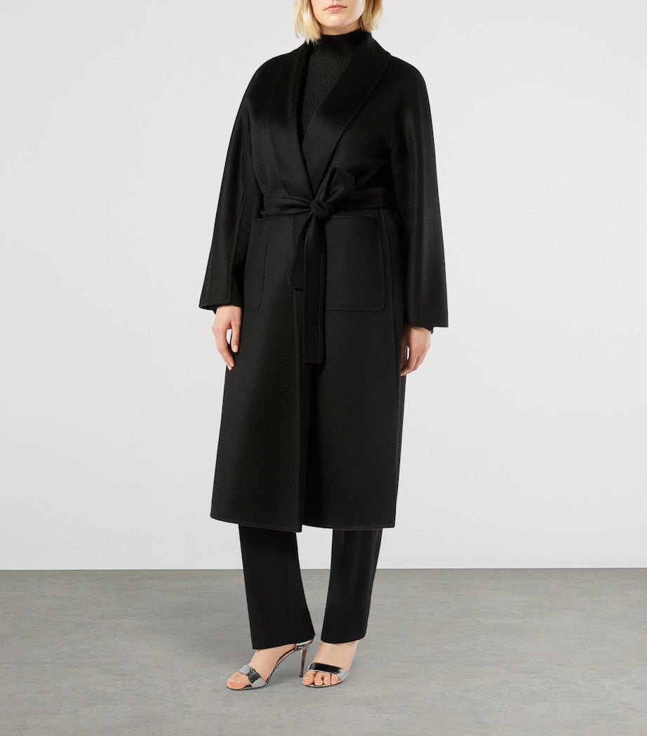 Marina Rinaldi Black Cashmere Longline Wrap Coat