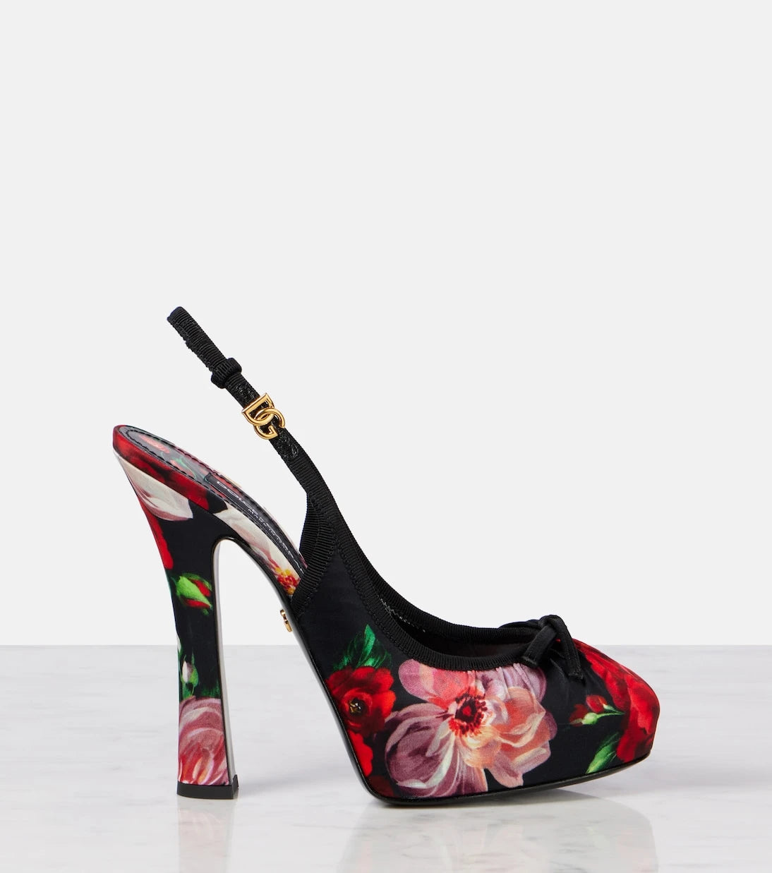 Dolce&Gabbana - Vally 105 floral satin slingback pumps