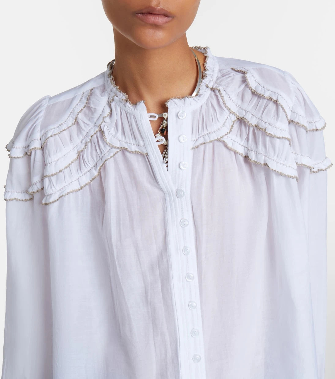 Marant Etoile - Christa ruffled cotton-blend blouse