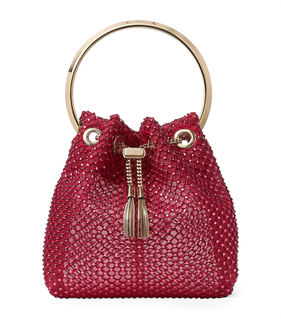 Jimmy Choo Red Embellished Bon Bon Top-Handle Bag