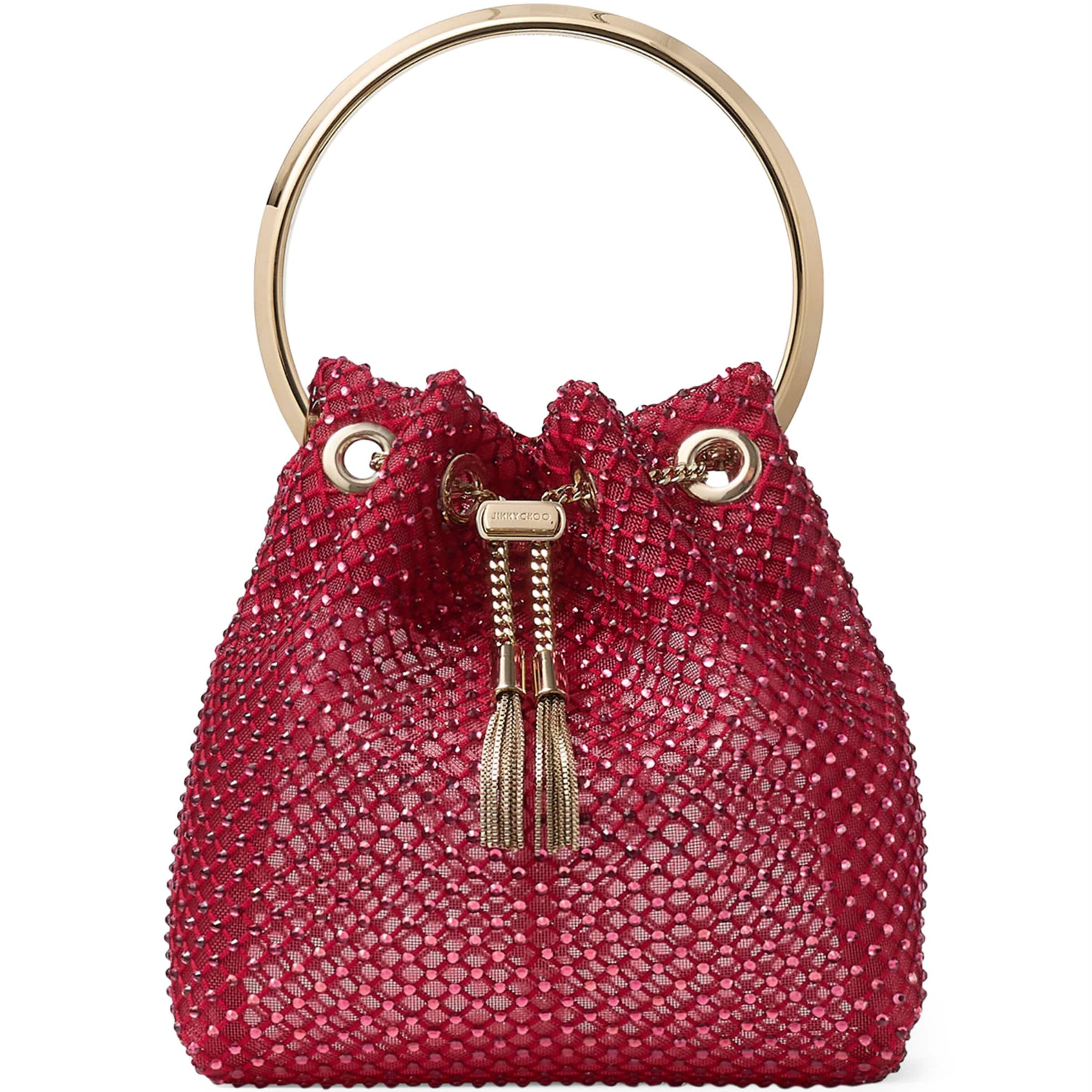 Jimmy Choo Red Embellished Bon Bon Top-Handle Bag