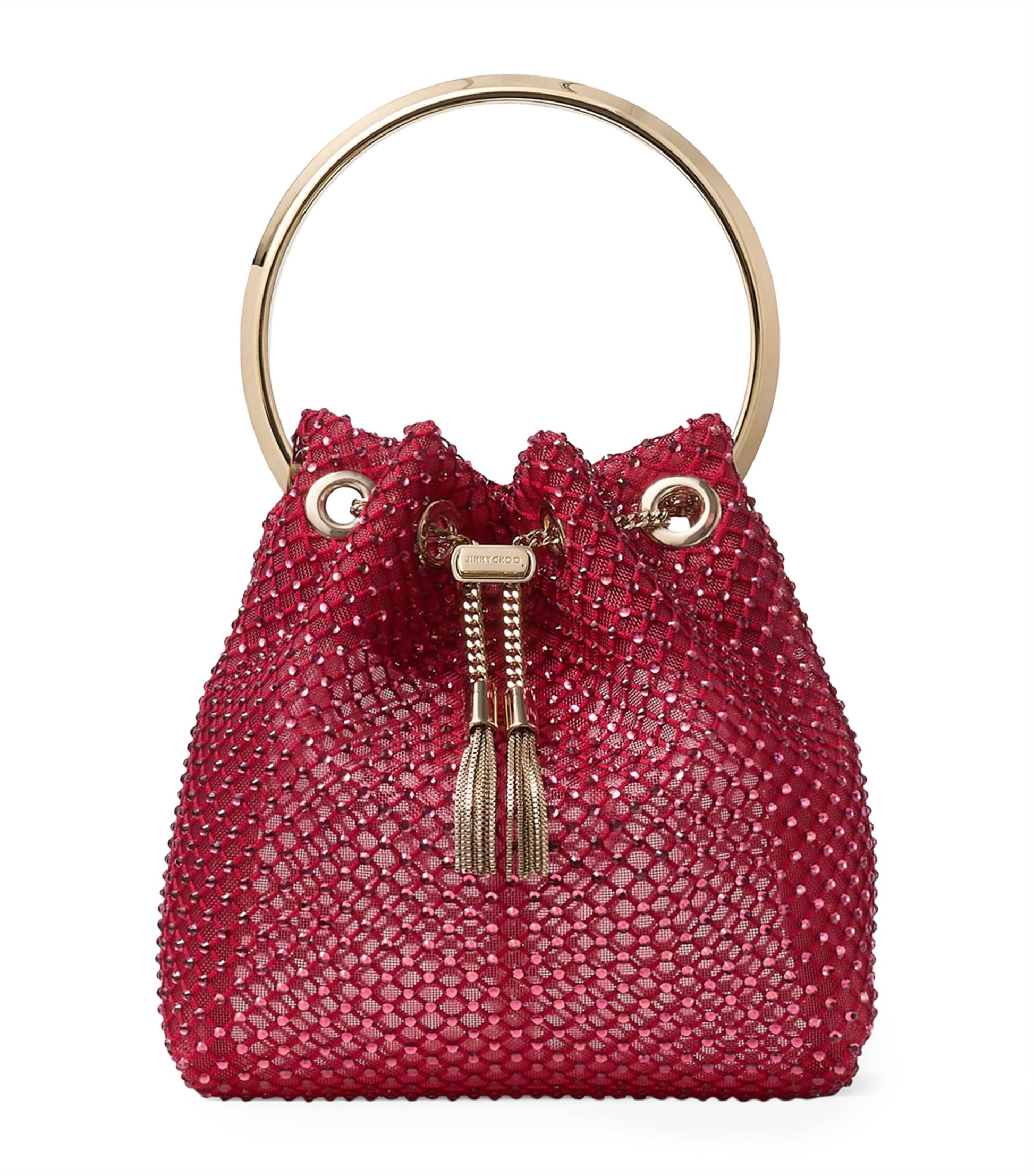 Jimmy Choo Red Embellished Bon Bon Top-Handle Bag
