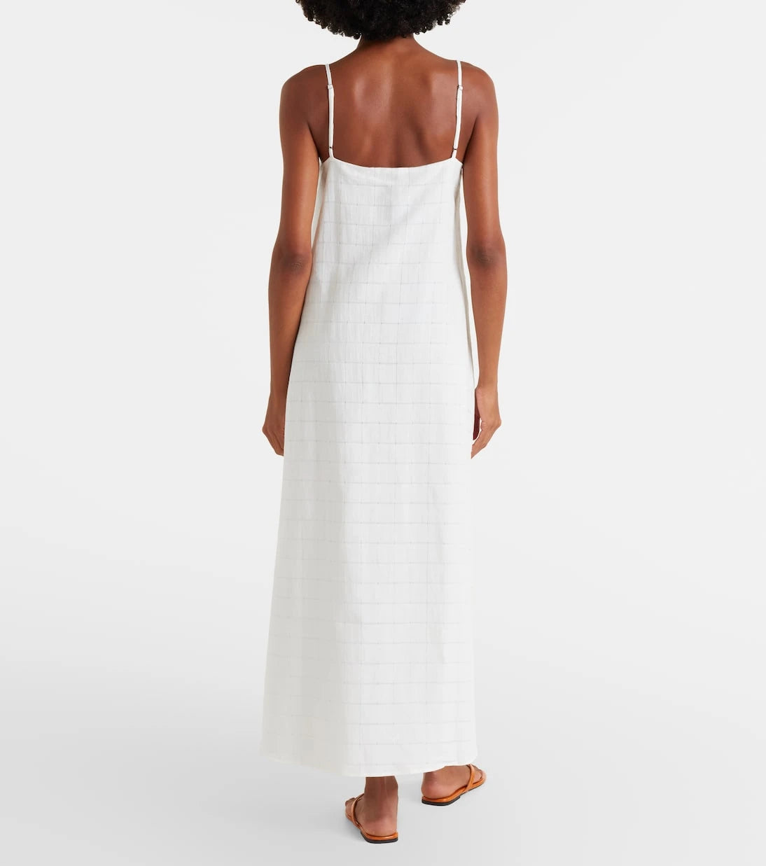 Asceno - Melfi checked linen and cotton maxi dress