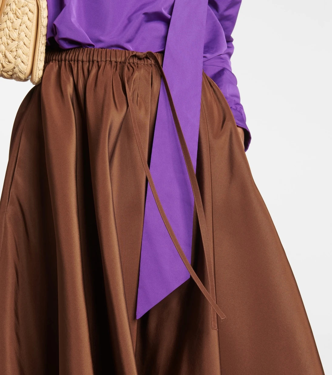 Valentino - Pleated silk midi skirt